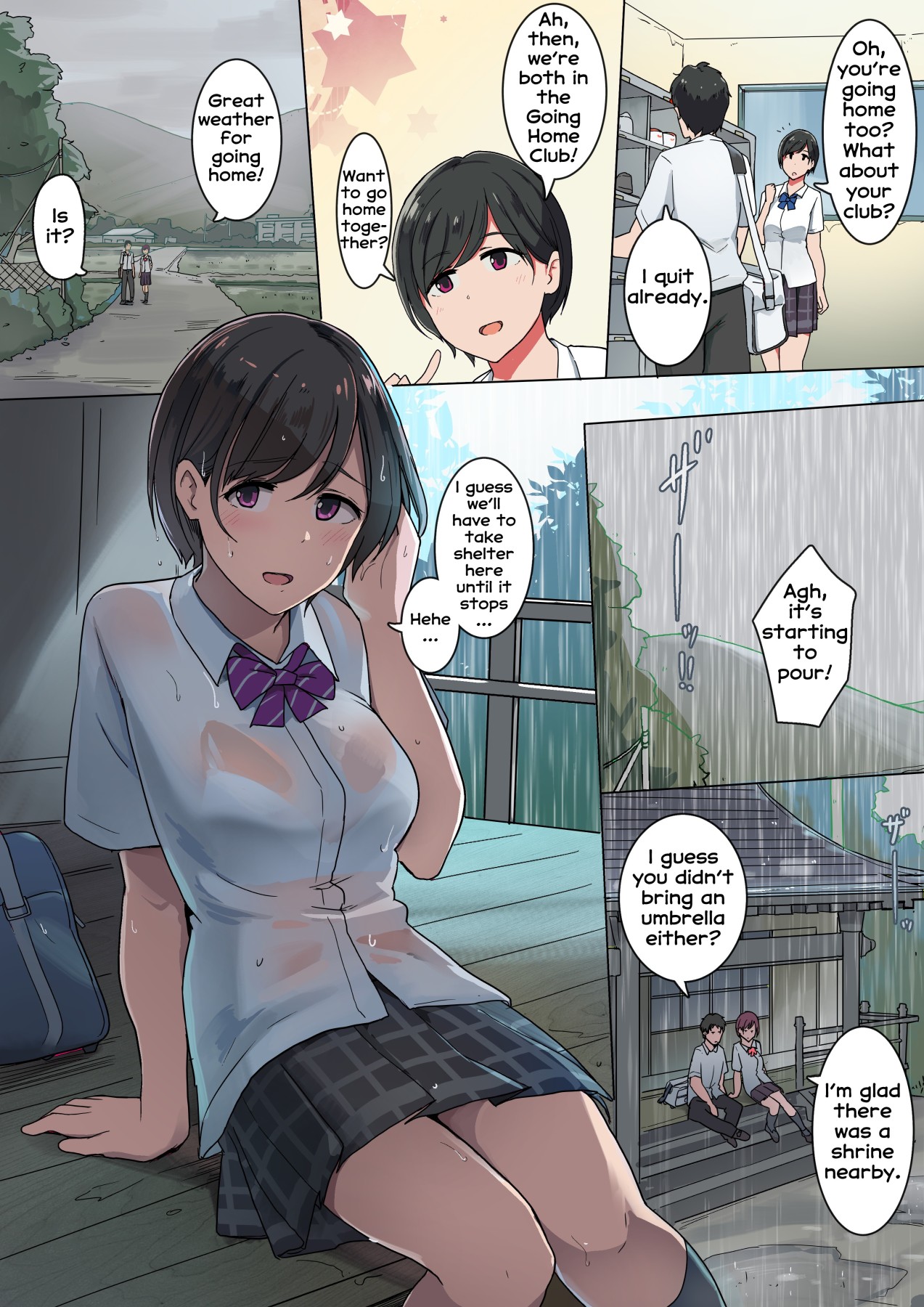 Hentai Manga Comic-Taking Shelter From The Rain On The Way Home-Read-1